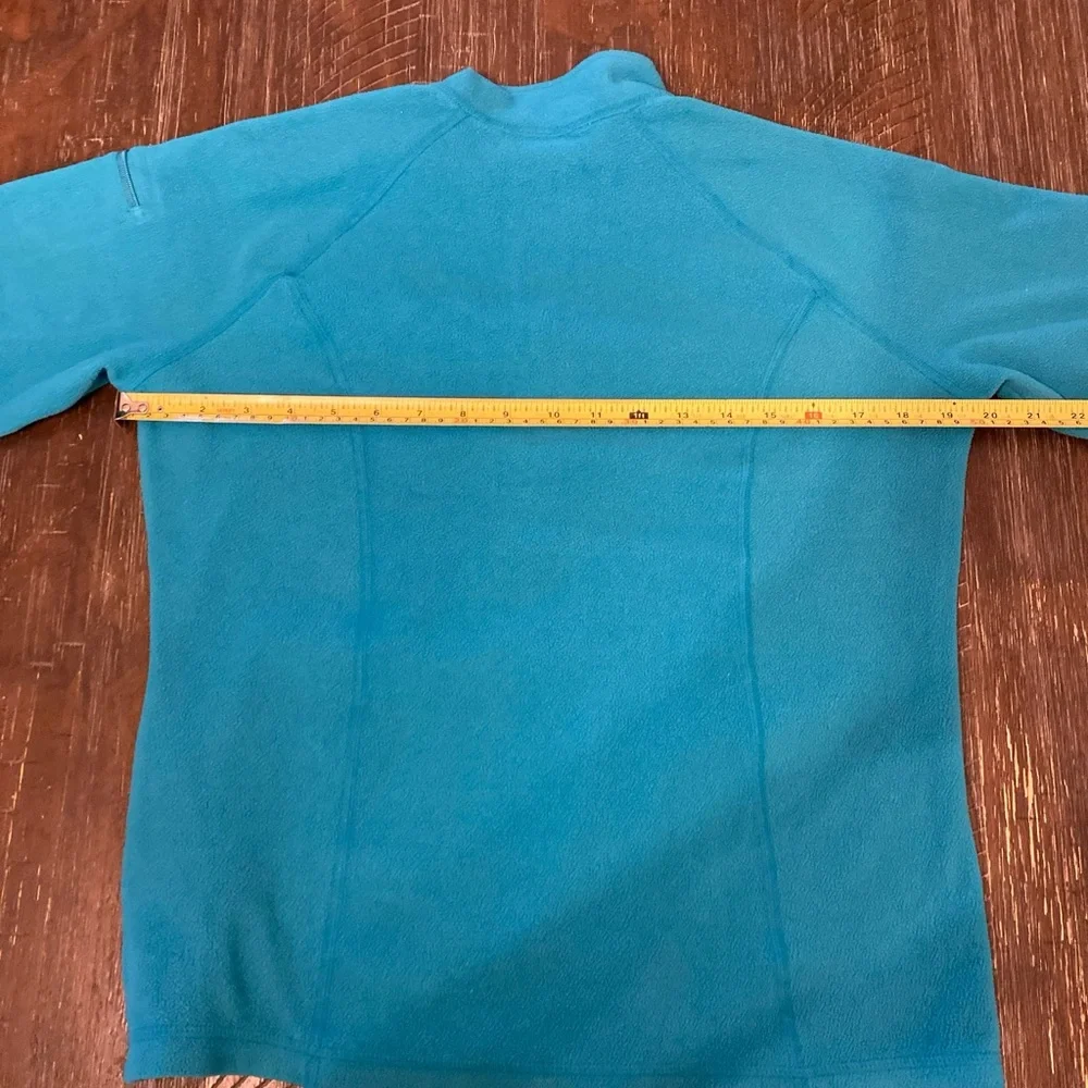 L. L. Bean Fleece Jacket Sz S Women's 1/4 Zip Pullover Shoulder Pocket Aqua Blue - Picture 7 of 12